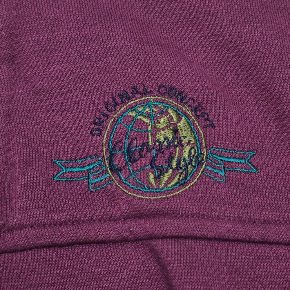 Vintage Todays News Purple Mock Neck Button Pullover Sweatshirt Mens Large - Picture 4 of 11